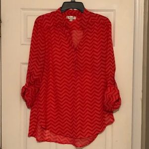 Dress Barn orange chevron blouse Large